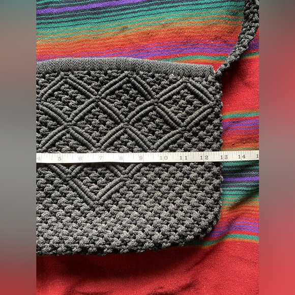 Vintage 1960’s Black Macrame Cord Shoulder Bag Purse! Excellent Condition! - Picture 8 of 10
